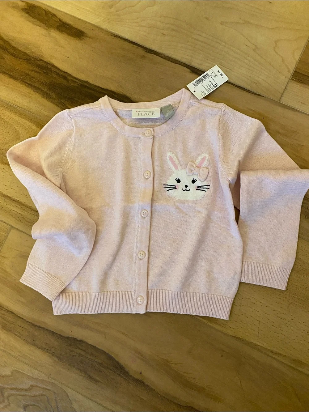 The Children's Place Light Pink Bunny Embroidered Cardigan